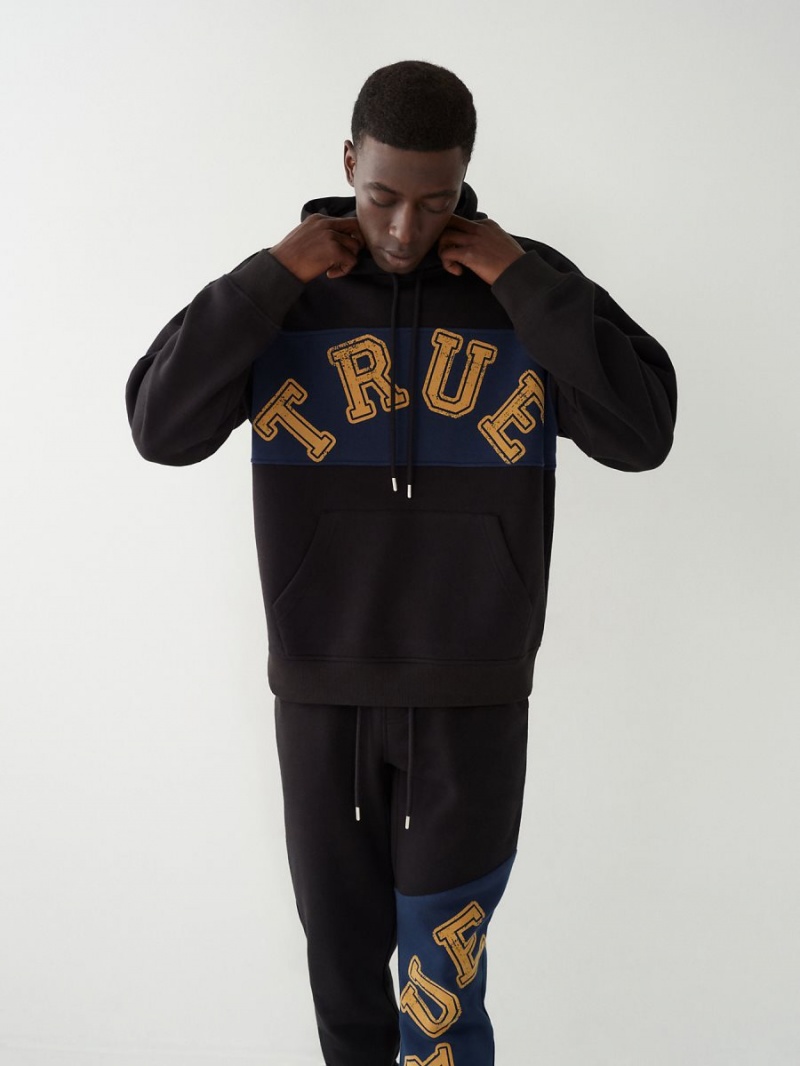 Black True Religion Relaxed Hoodie | 1786-QYDVH