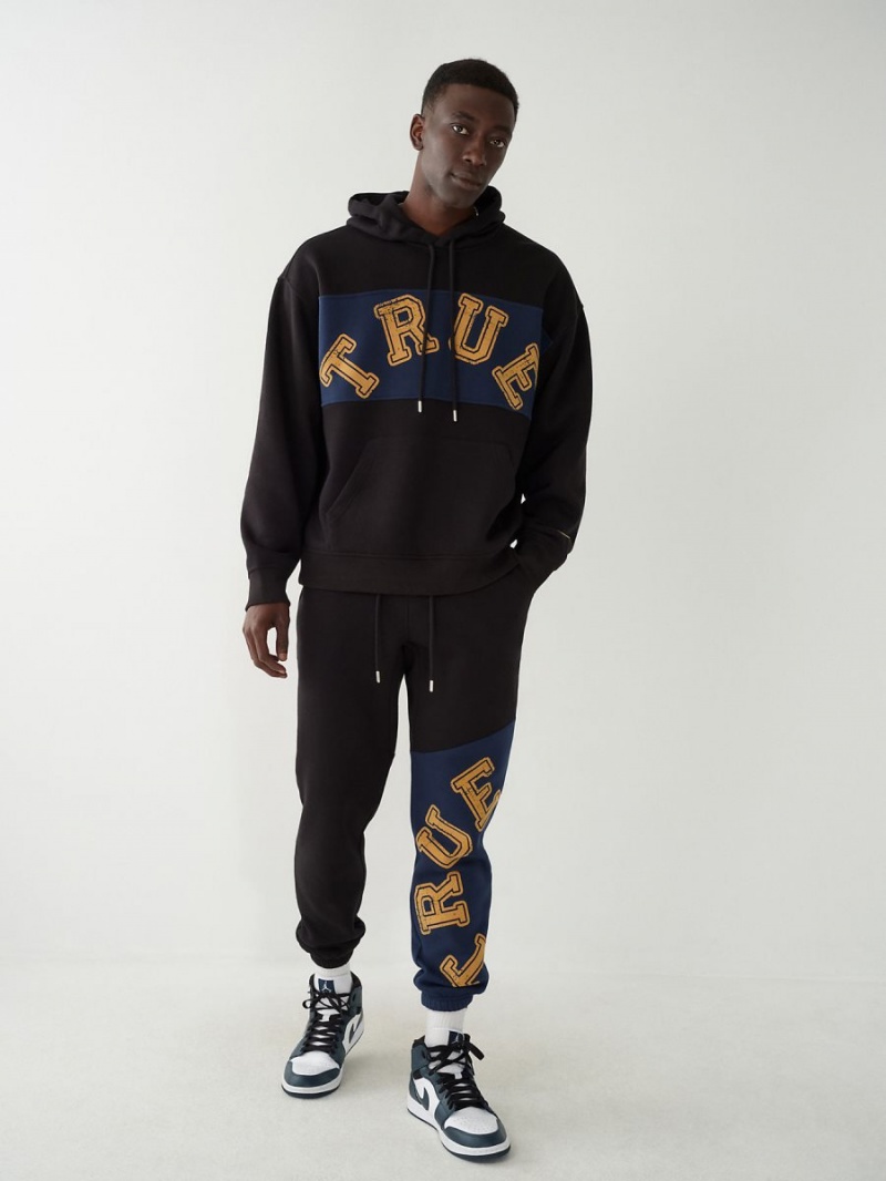 Black True Religion Relaxed Hoodie | 1786-QYDVH