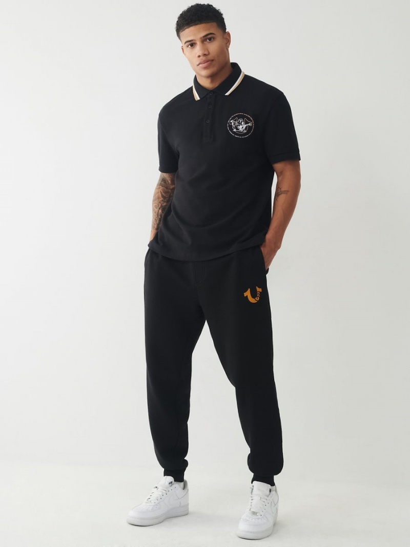 Black True Religion Relaxed Polo Shirts | 8679-MOTUF