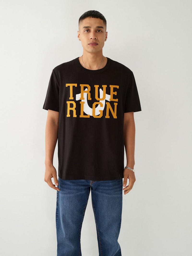 Black True Religion Relaxed T Shirts | 2714-ZCKPY