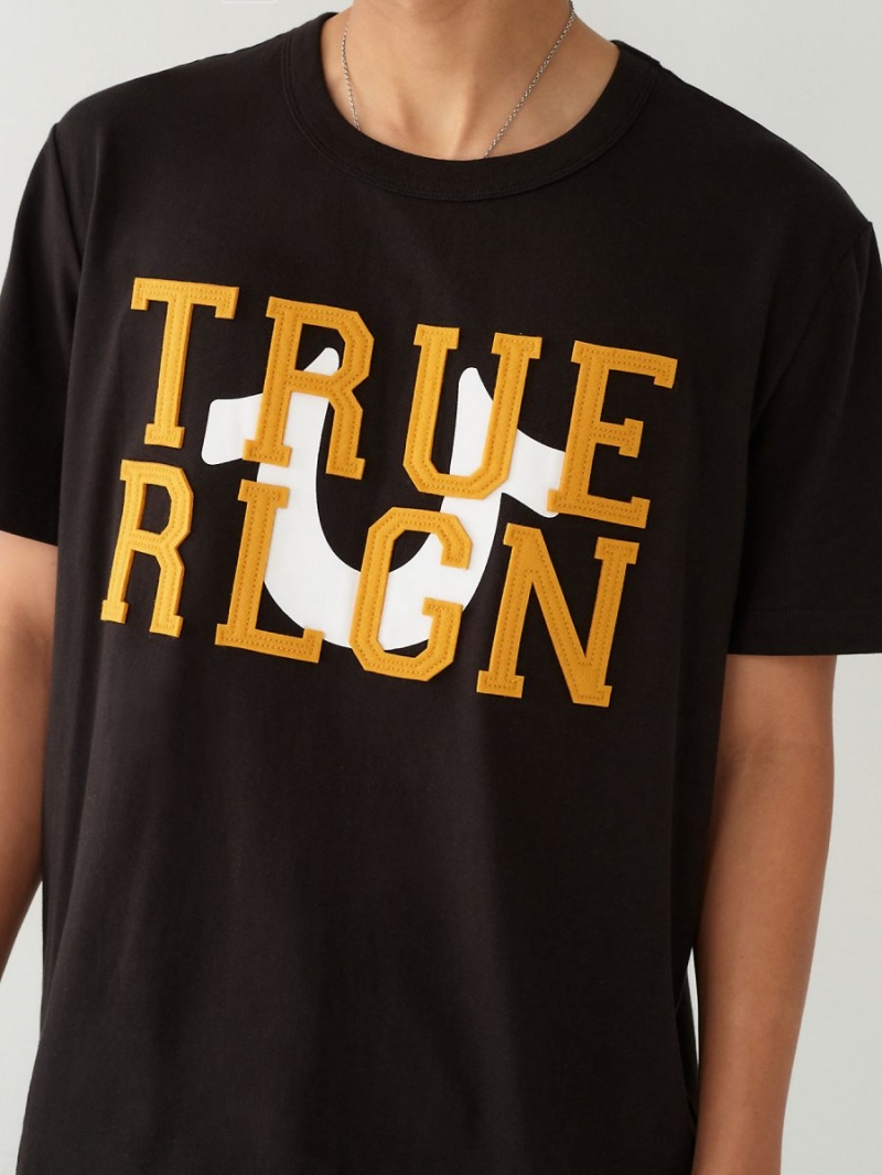 Black True Religion Relaxed T Shirts | 2714-ZCKPY