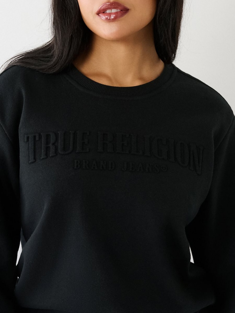 Black True Religion Ruched Relaxed Sweatshirt | 2810-JSLNV