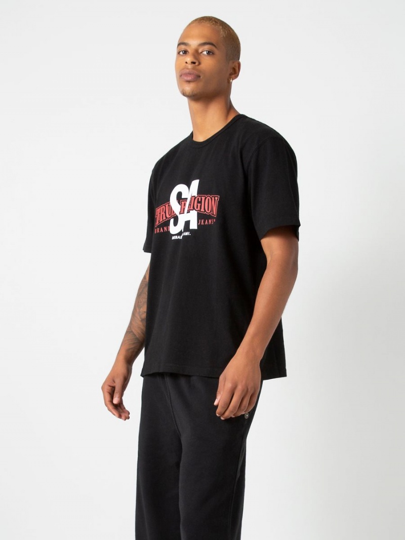 Black True Religion Sebastien Ami X Collaboration T Shirts | 7126-XPGQO