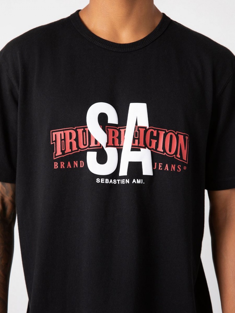 Black True Religion Sebastien Ami X Collaboration T Shirts | 7126-XPGQO