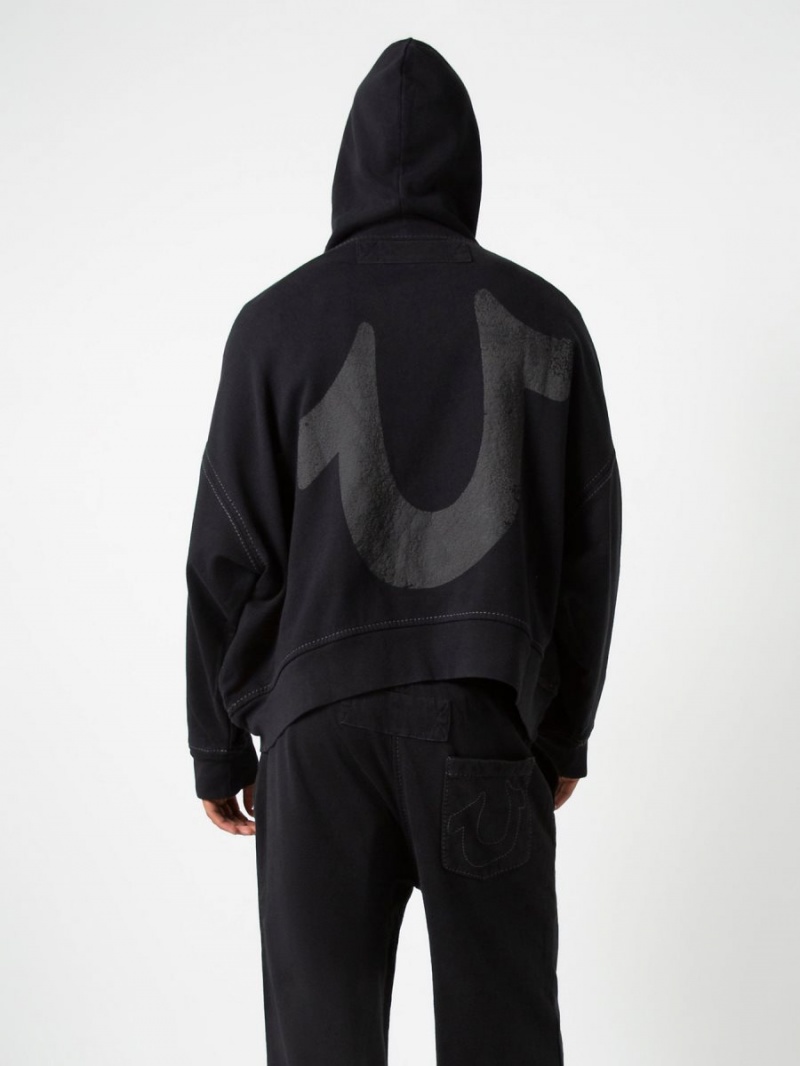 Black True Religion Sebastien Ami X Logo Hoodie | 8760-WLRNS