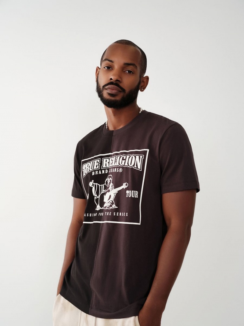 Black True Religion Split Logo T Shirts | 2786-KGMJY