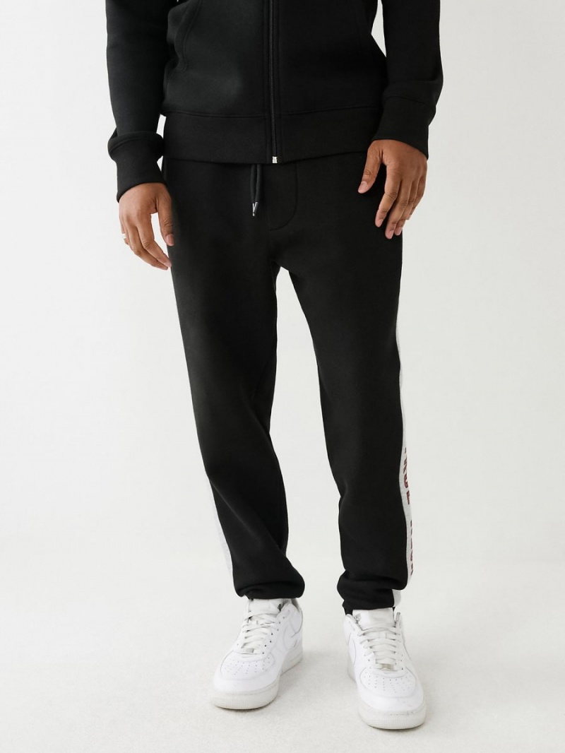 Black True Religion Stripe Trim Jogger | 1603-MPUZV