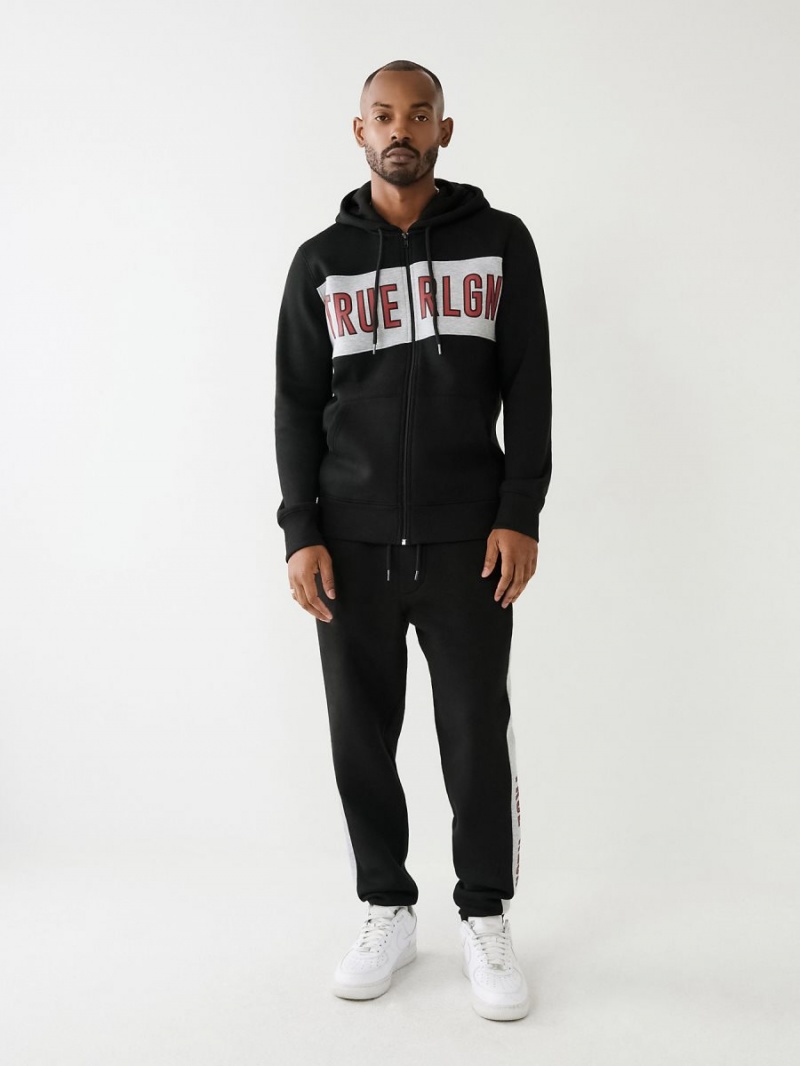 Black True Religion Stripe Trim Jogger | 6247-FWKHY