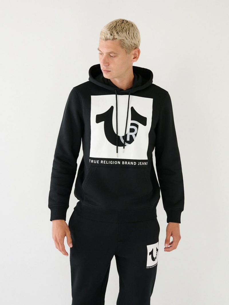 Black True Religion Studded Logo Hoodie | 1680-PAWVR