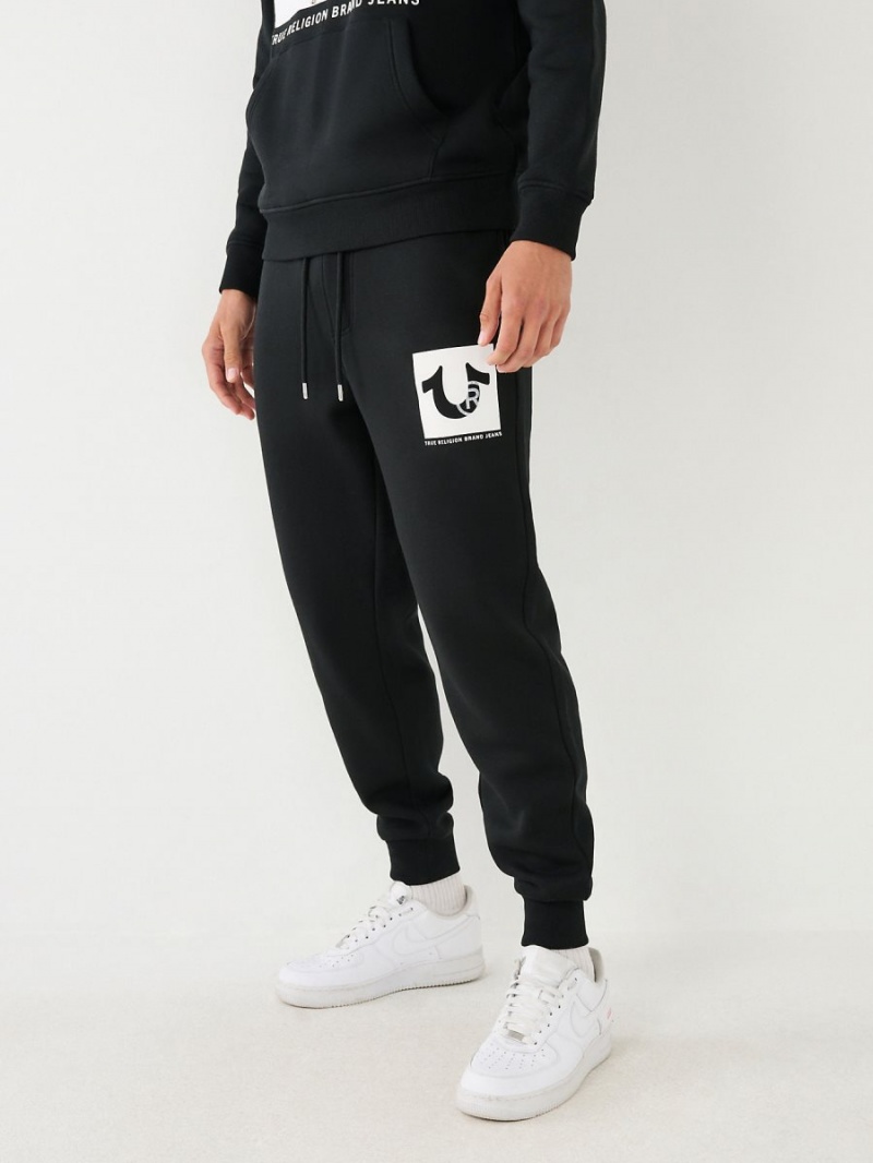 Black True Religion Studded Logo Jogger | 2461-HBCEQ