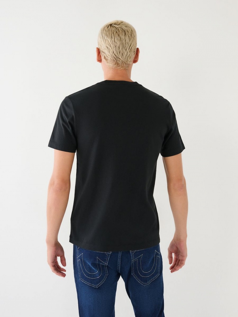 Black True Religion Studded Logo T Shirts | 0924-RPIZB