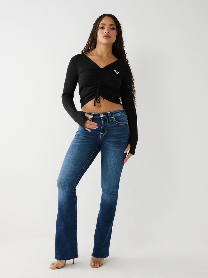 Black True Religion Tie Front Top | 0546-MDSZQ