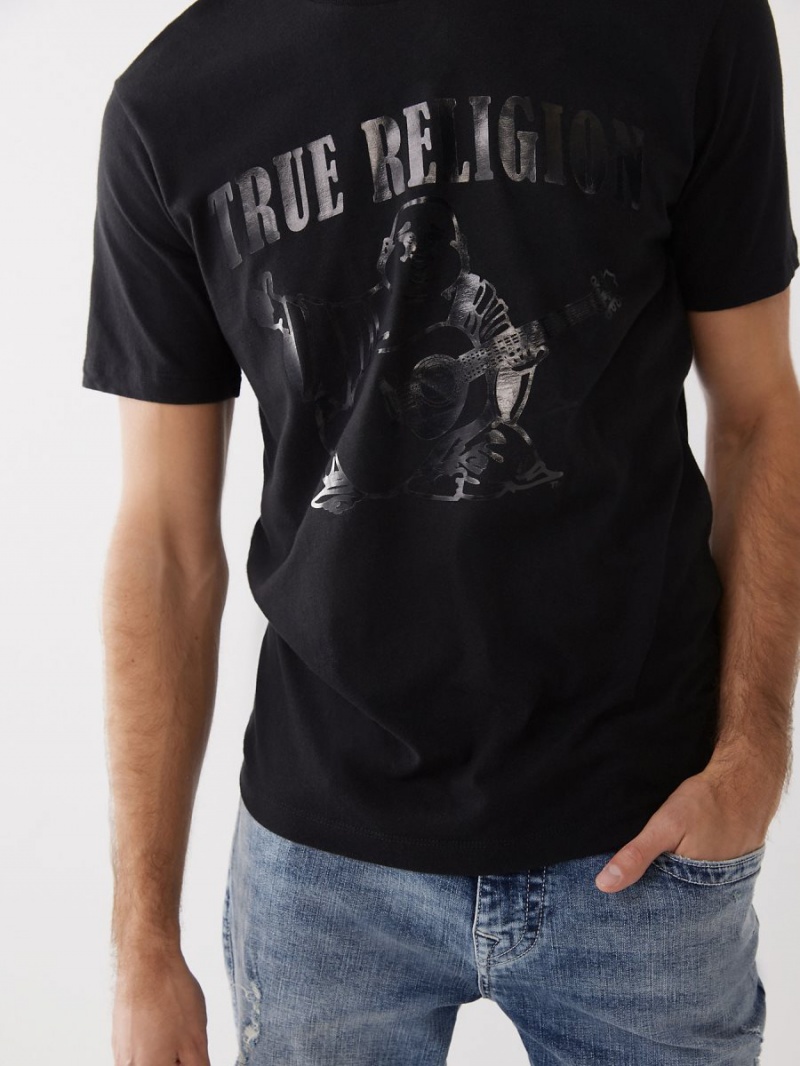 Black True Religion Tonal Buddha T Shirts | 9501-AZLGD