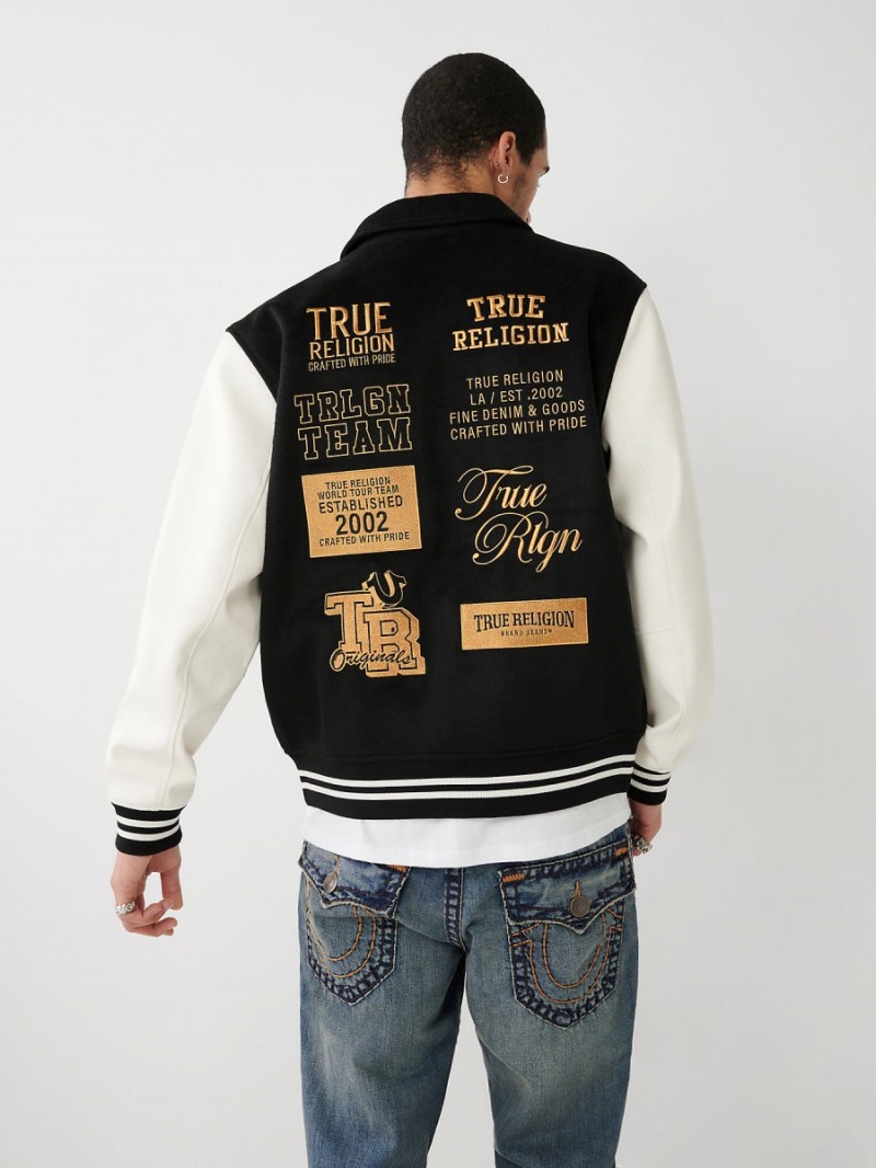 Black True Religion Varsity Jacket | 8792-LBSYD