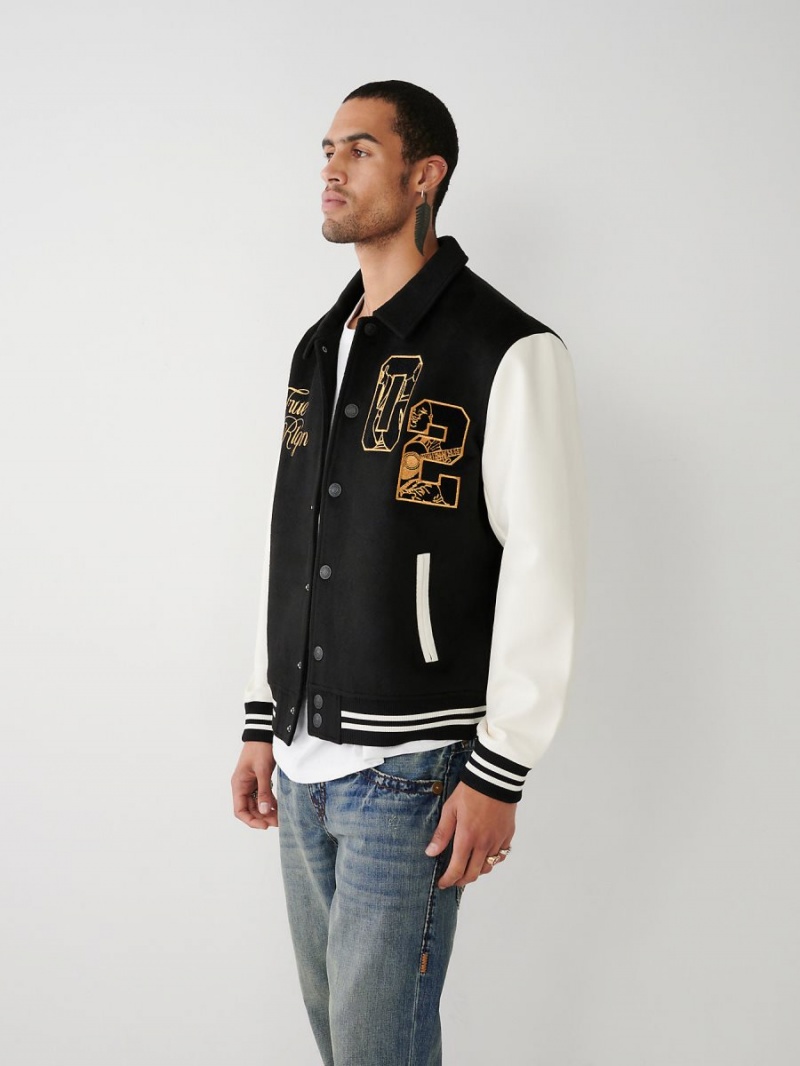 Black True Religion Varsity Jacket | 8792-LBSYD