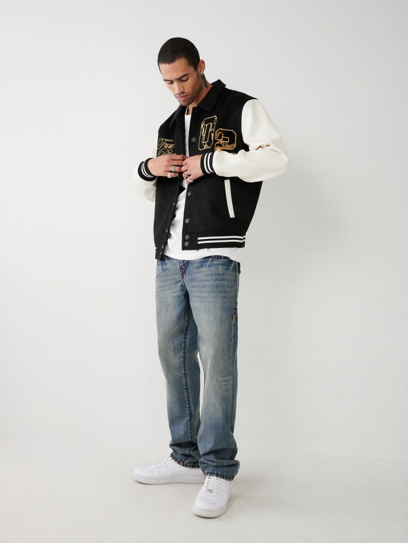 Black True Religion Varsity Jacket | 8792-LBSYD