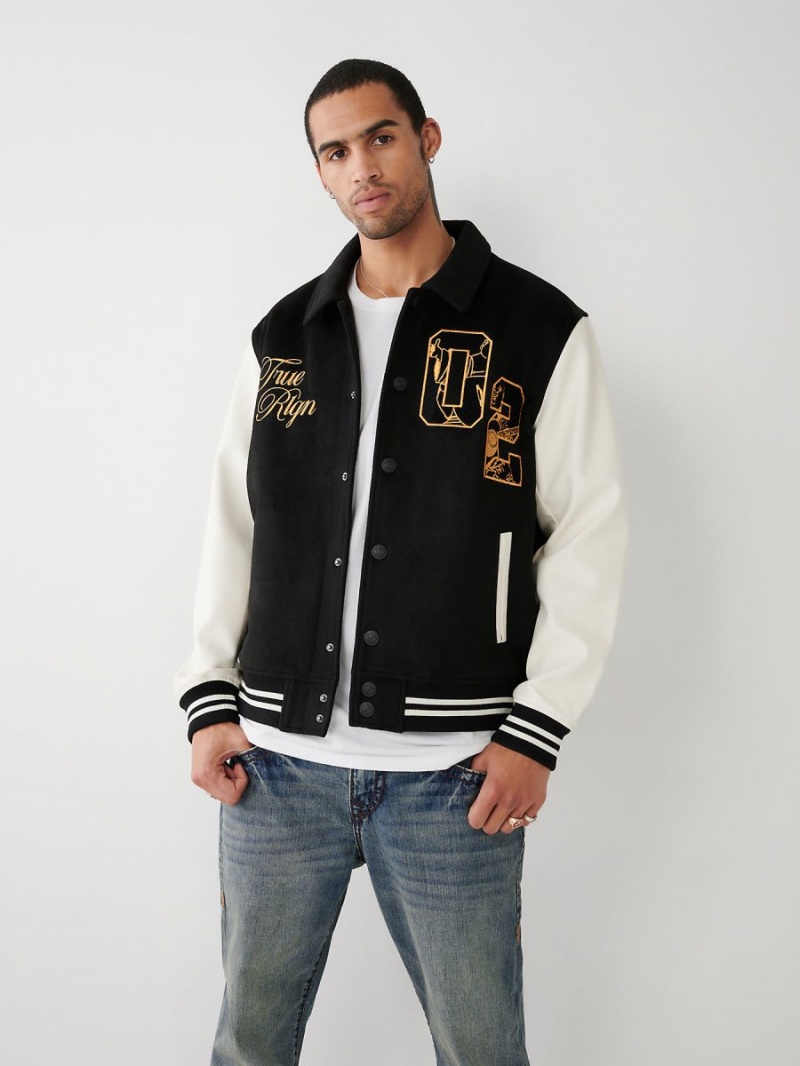 Black True Religion Varsity Jacket | 8792-LBSYD