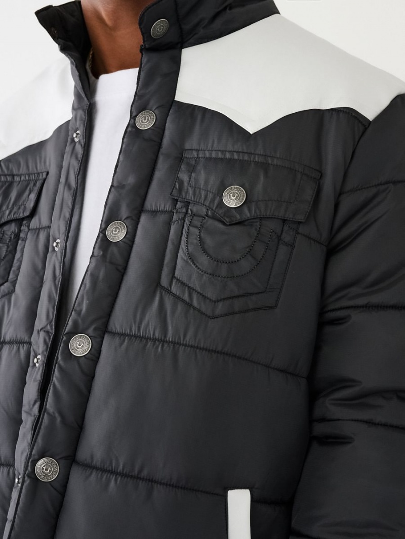 Black True Religion Western Puffer Jacket | 3694-APWTU