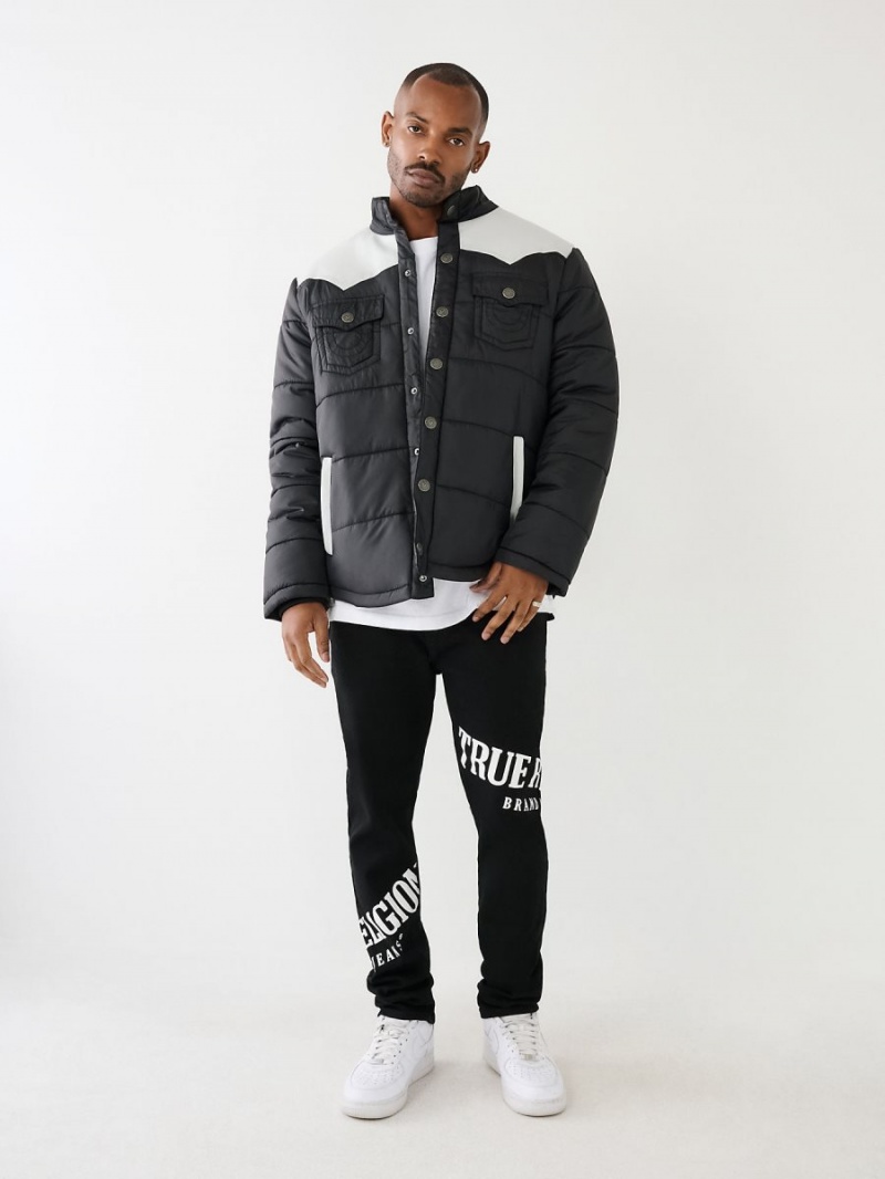 Black True Religion Western Puffer Jacket | 3694-APWTU