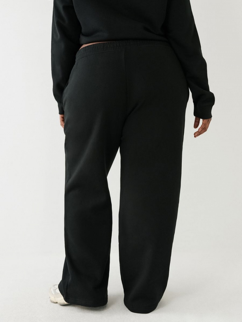 Black True Religion Wide Leg Logo Jogger | 5314-OHLDB