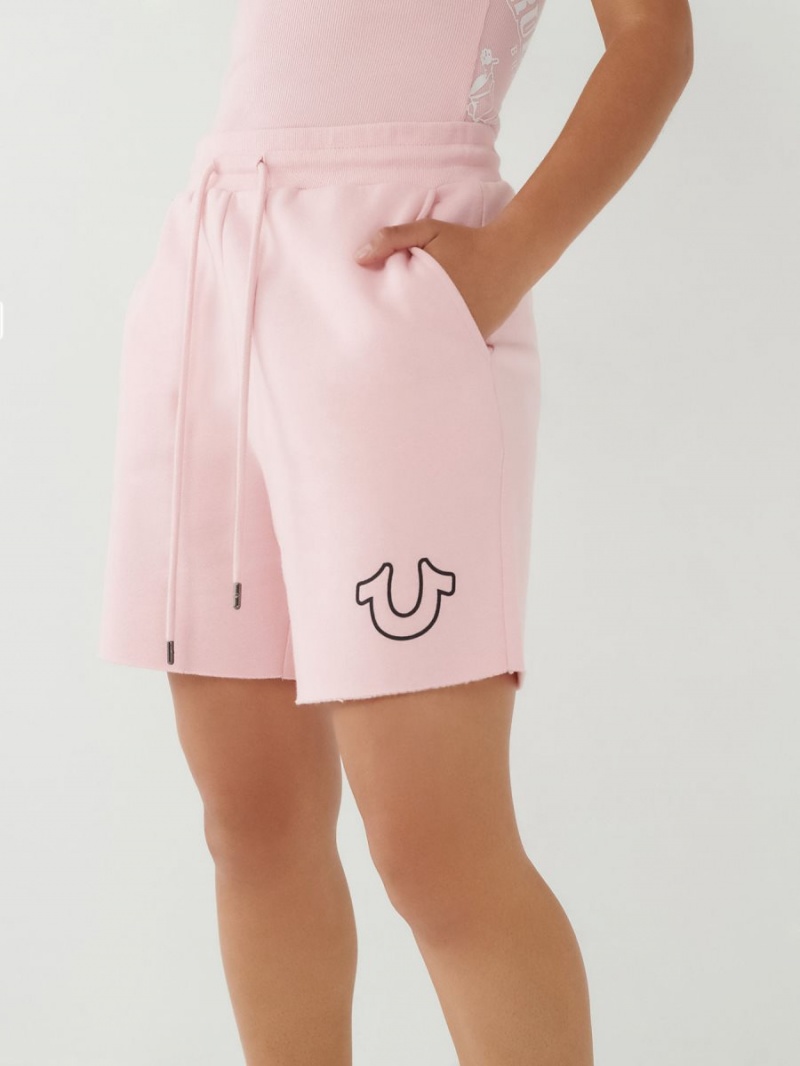 Blush True Religion Logo Gym Shorts | 9384-FRGIU