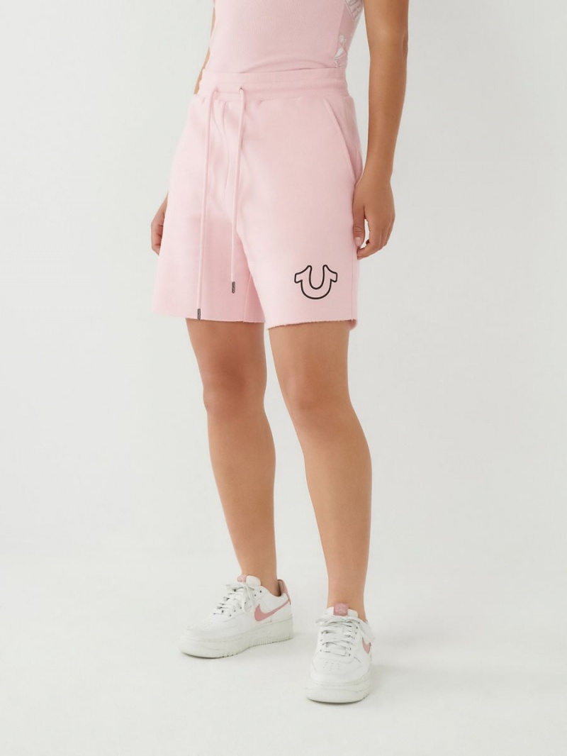 Blush True Religion Logo Gym Shorts | 9384-FRGIU