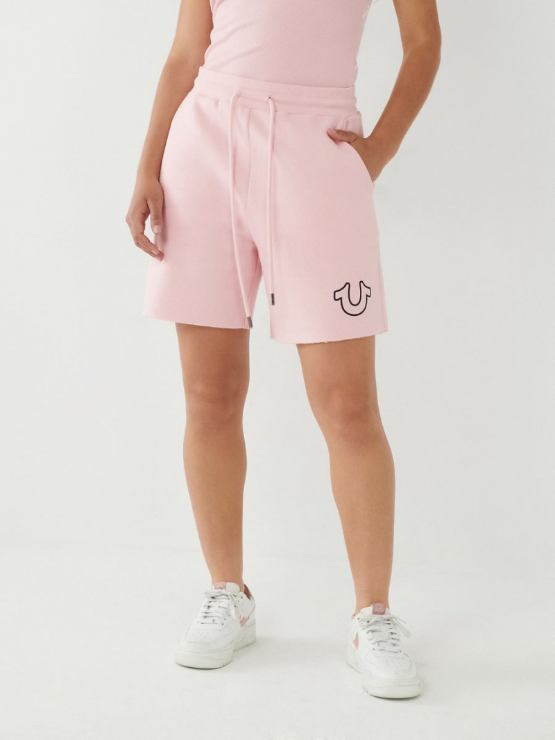 Blush True Religion Logo Gym Shorts | 9384-FRGIU