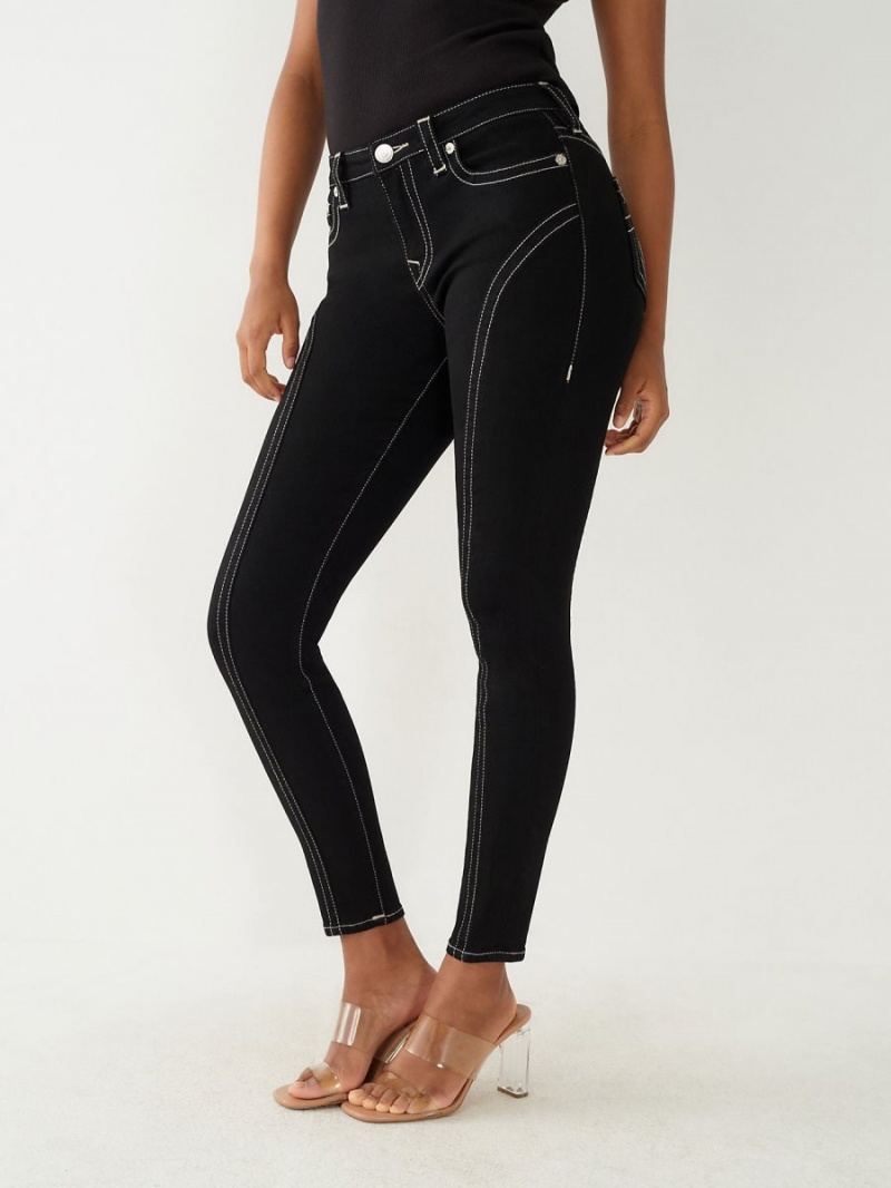 Body Rinse Black True Religion Jennie Mid Rise Curvy Skinny Jeans | 5279-UYOPF