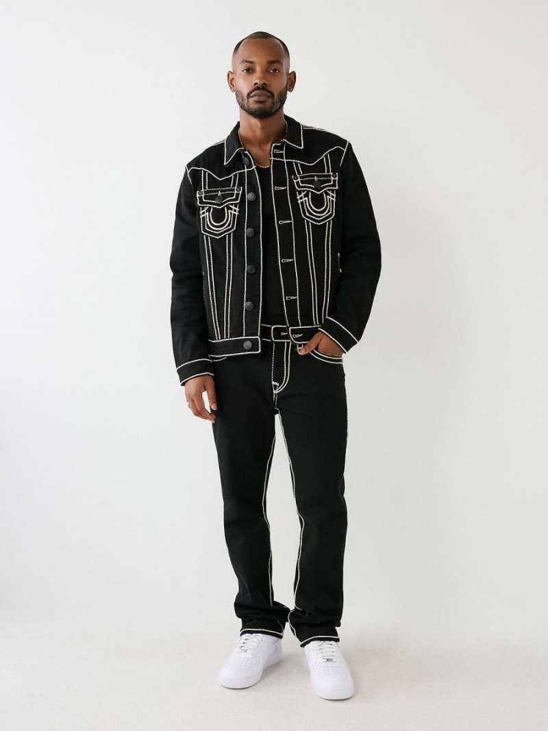 Body Rinse Black True Religion Jimmy Rope Stitch Denim Jacket | 4310-XNEKY