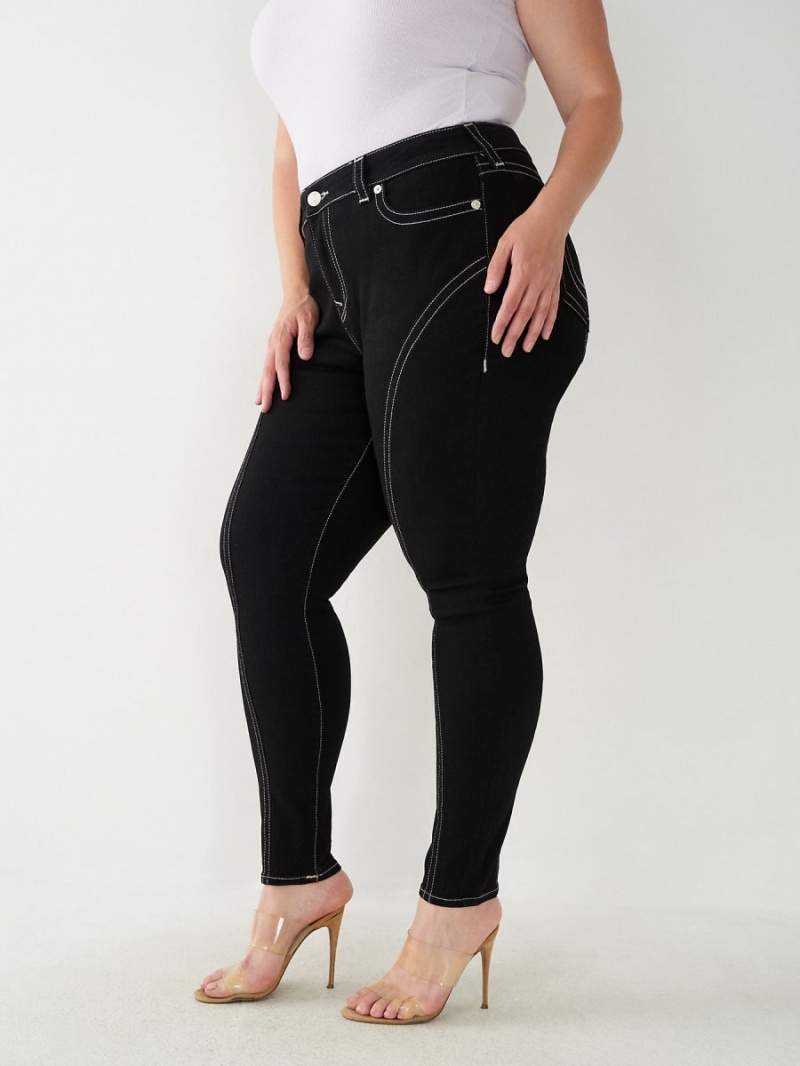 Body Rinse Black True Religion Plus Jennie Mid Rise Curvy Skinny Jeans | 5904-KQEAF