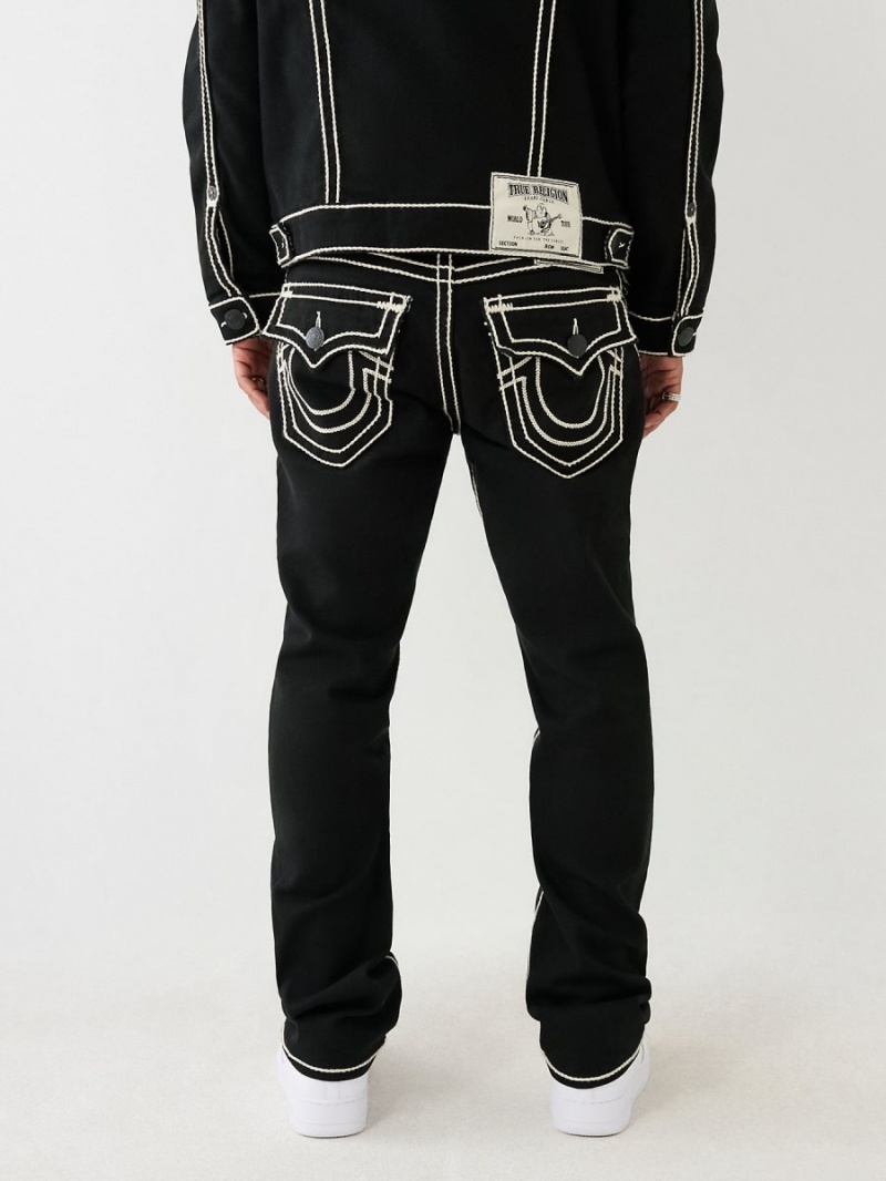 Body Rinse Black True Religion Ricky Rope Stitch Straight Jeans | 3752-USGIR