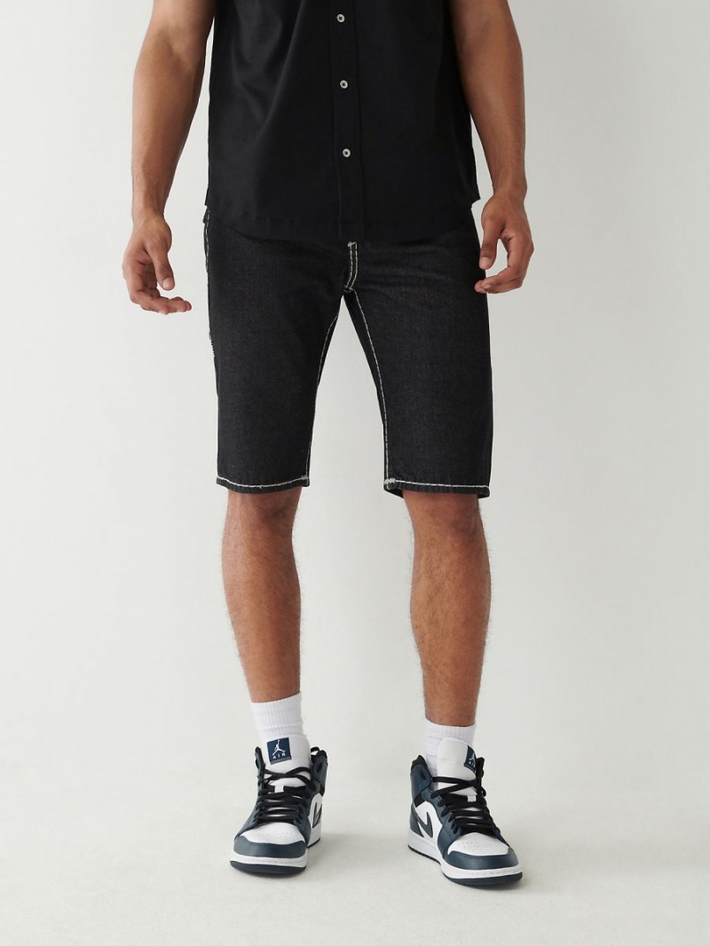 Body Rinse Black True Religion Rocco Super T Stitch Skinny Shorts | 5642-XDLHP