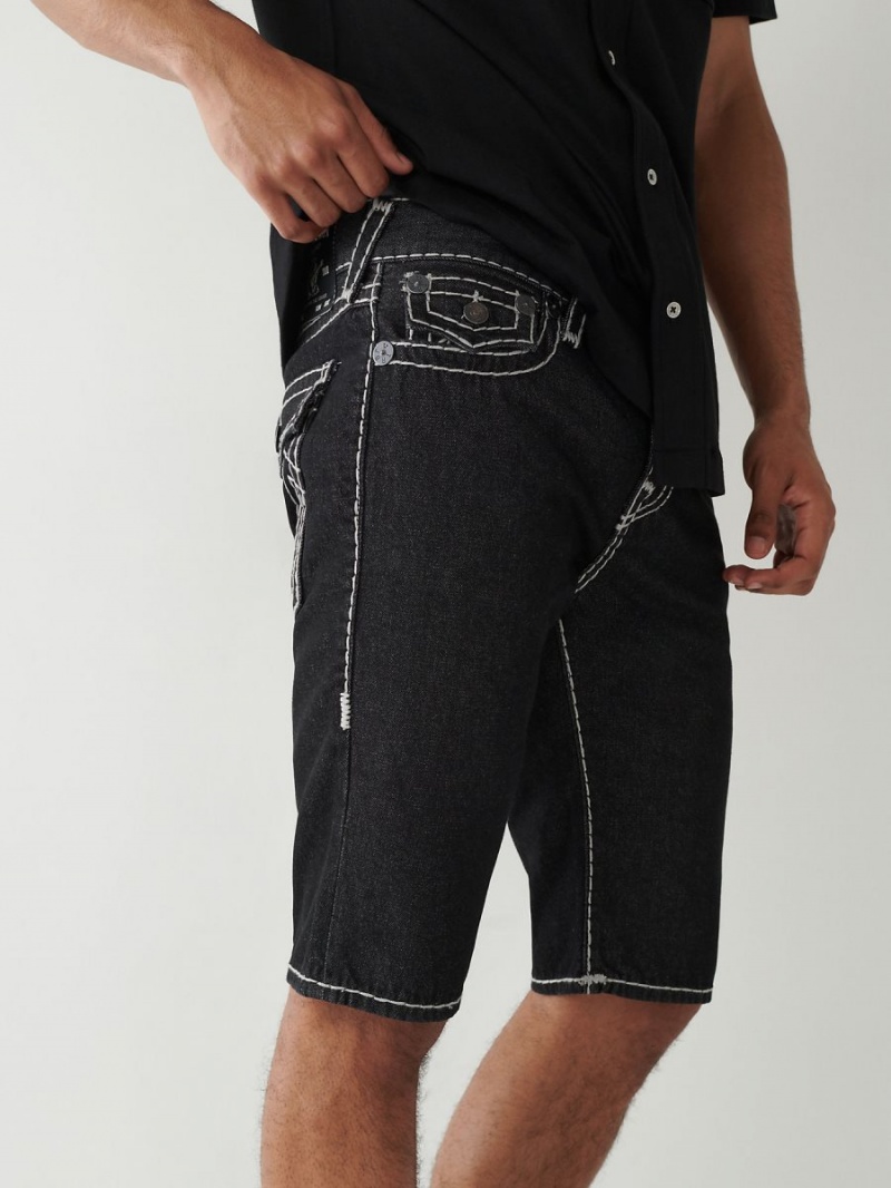 Body Rinse Black True Religion Rocco Super T Stitch Skinny Shorts | 5642-XDLHP