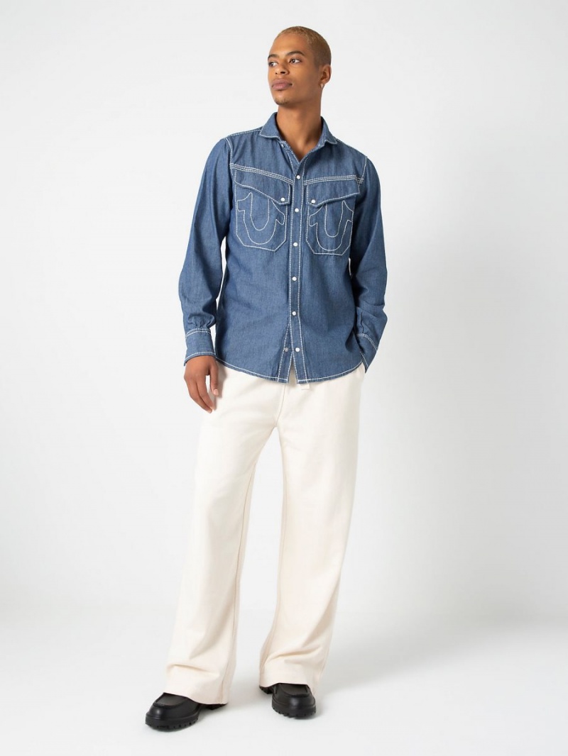 Body Rinse True Religion Sebastien Ami X Chambray Western Top | 2570-HEBLR