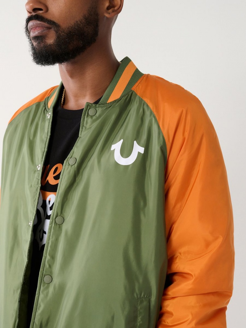 Bronze Green True Religion Coach Bomber Jacket | 5024-SWBKY