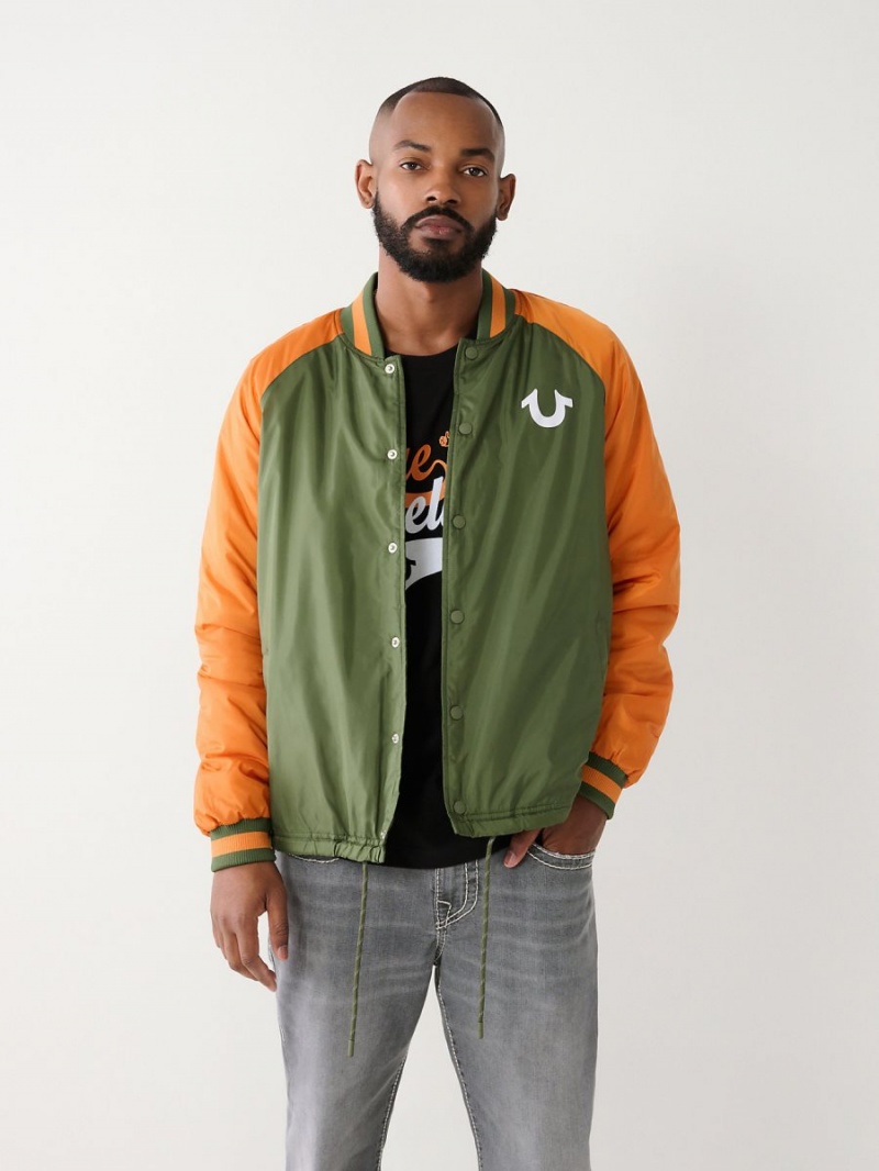 Bronze Green True Religion Coach Bomber Jacket | 5024-SWBKY