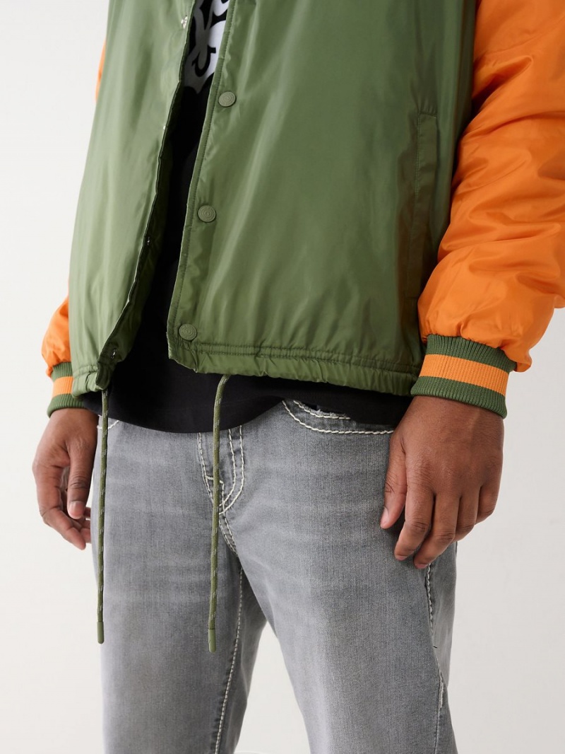 Bronze Green True Religion Coach Bomber Jacket | 5024-SWBKY