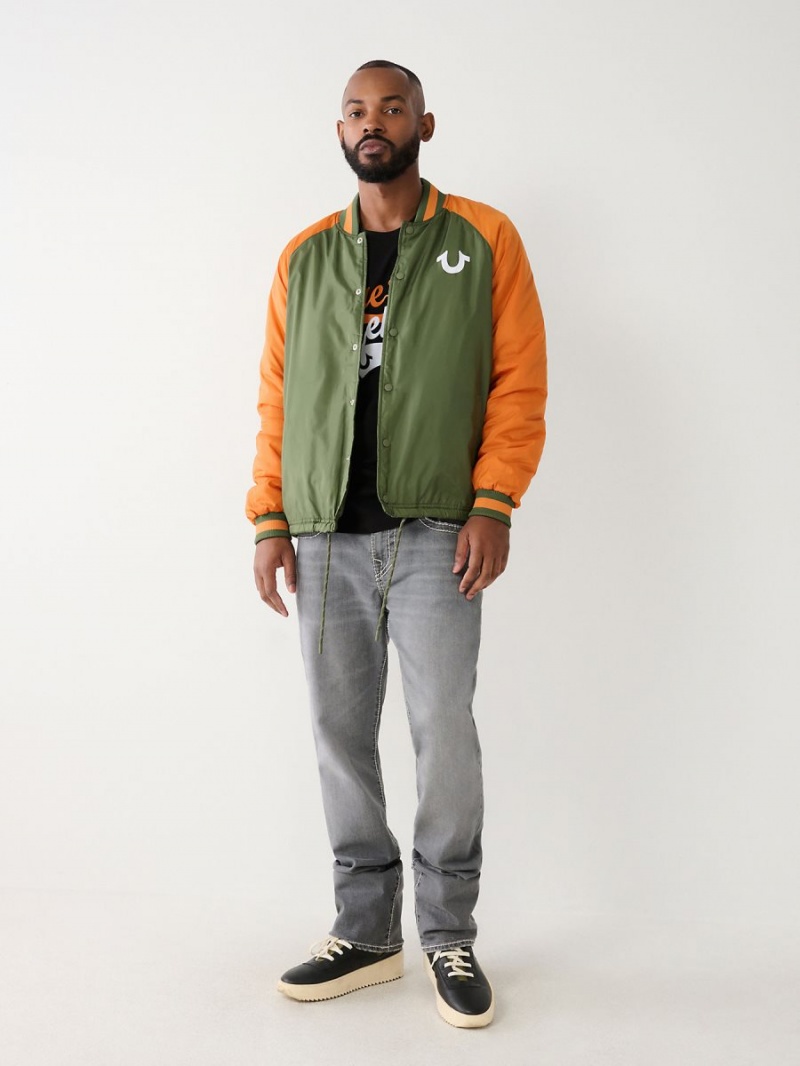 Bronze Green True Religion Coach Bomber Jacket | 5024-SWBKY