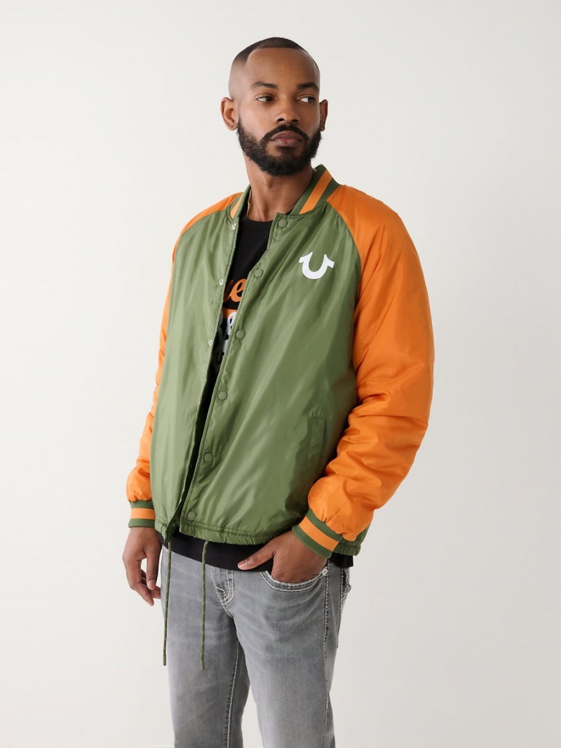 Bronze Green True Religion Coach Bomber Jacket | 5024-SWBKY