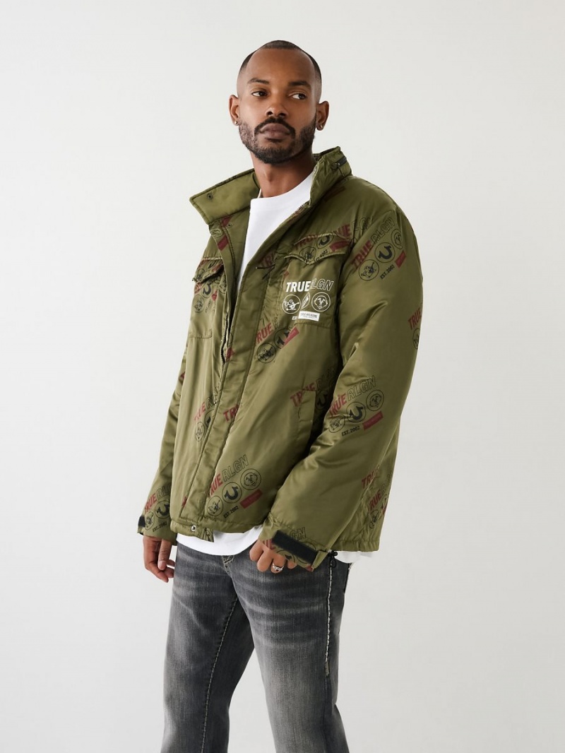 Bronze Green True Religion Utility Puffer Jacket | 9254-WHTBS