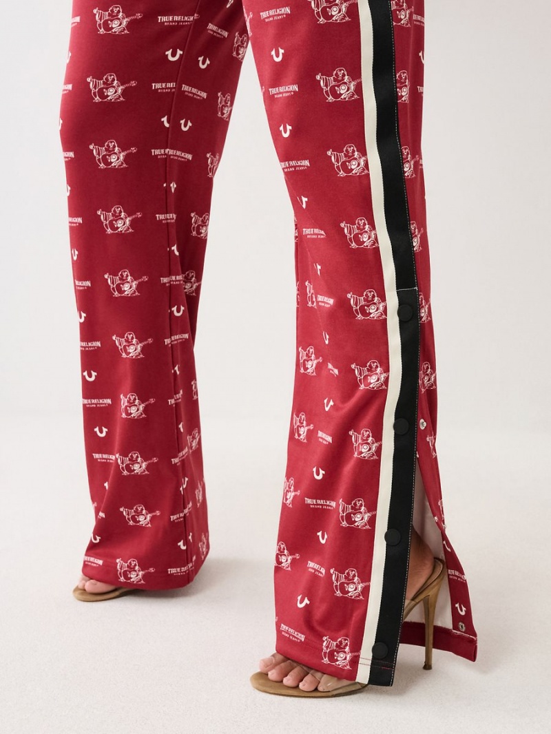 Burgundy True Religion Monogram Track Pants | 2174-XPNRD