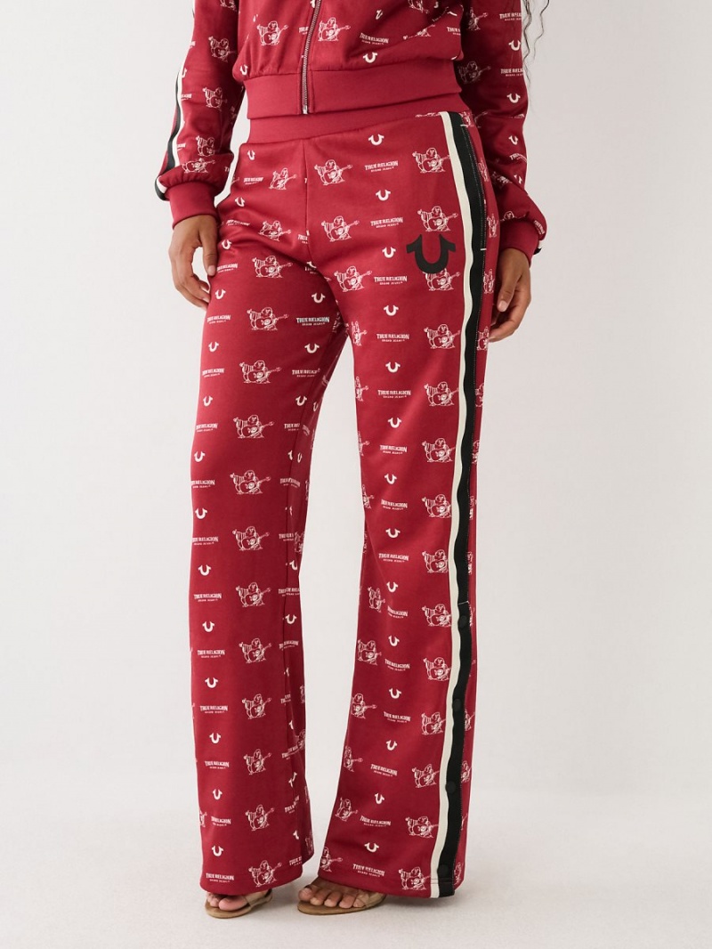 Burgundy True Religion Monogram Track Pants | 2174-XPNRD