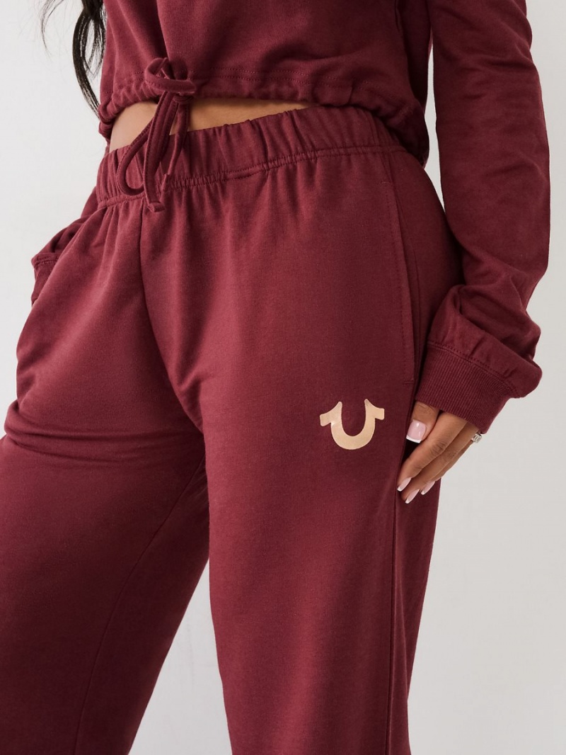 Burgundy True Religion Wide Leg Lounge Pants | 6295-VUENS