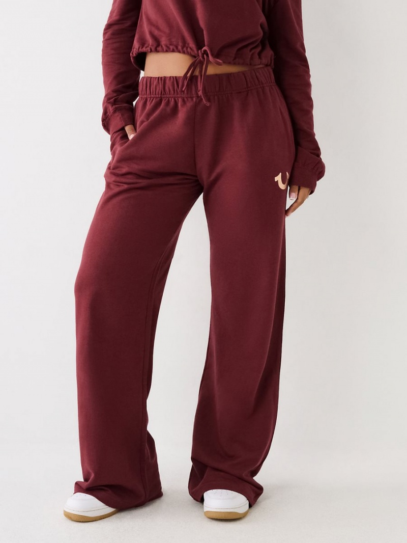 Burgundy True Religion Wide Leg Lounge Pants | 6295-VUENS