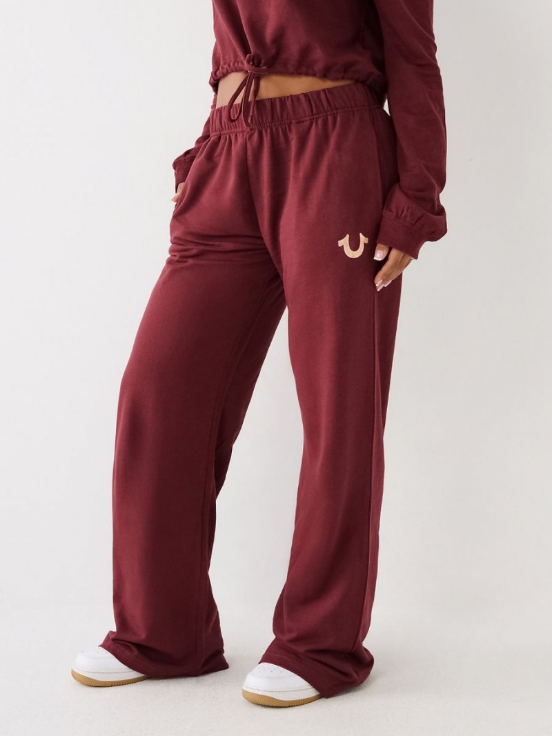 Burgundy True Religion Wide Leg Lounge Pants | 6295-VUENS