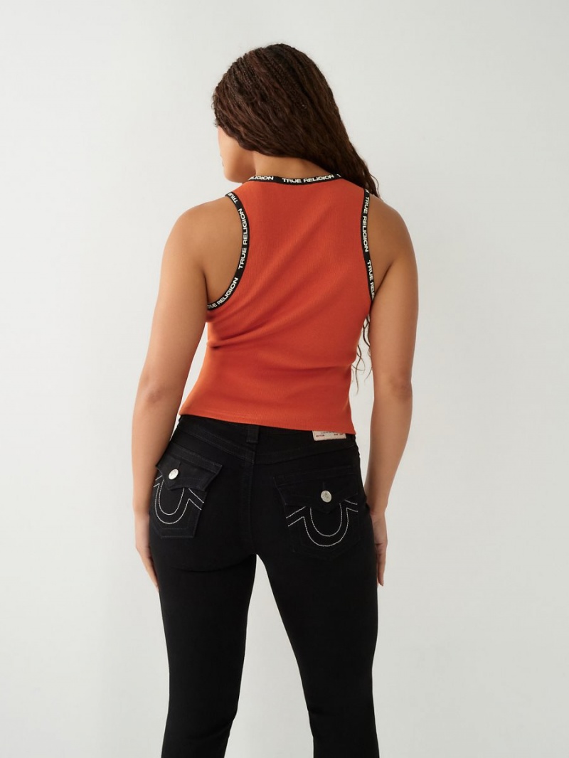 Burnt Ochre True Religion Cut Out Tanks | 1684-TPVHD