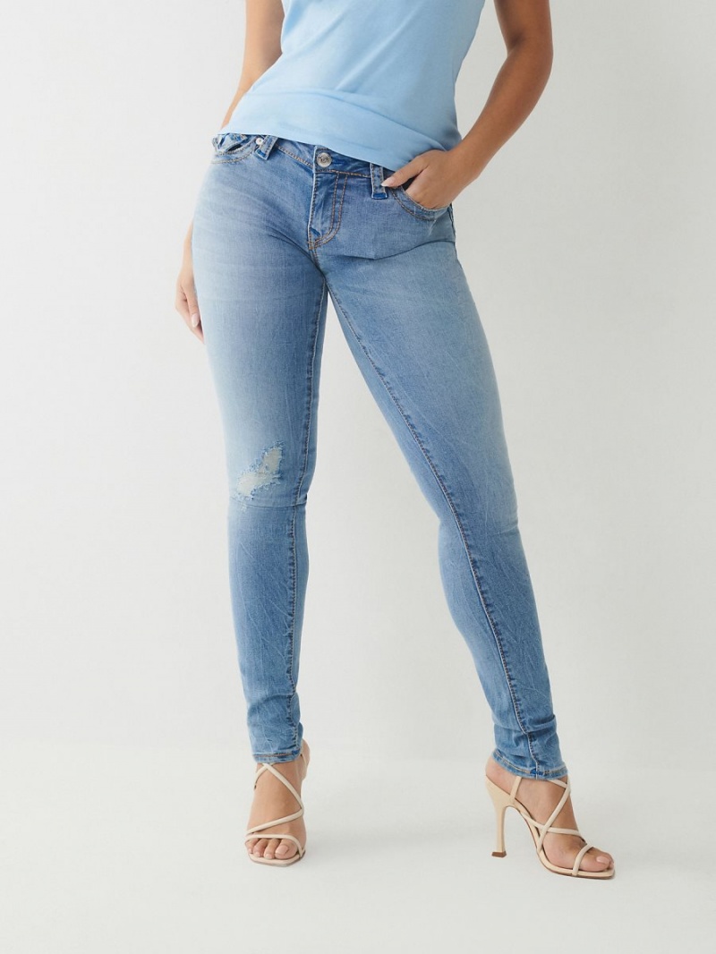 California Lily W Destroy True Religion Stella Low Rise Big T Skinny Jeans | 8264-GLJTA