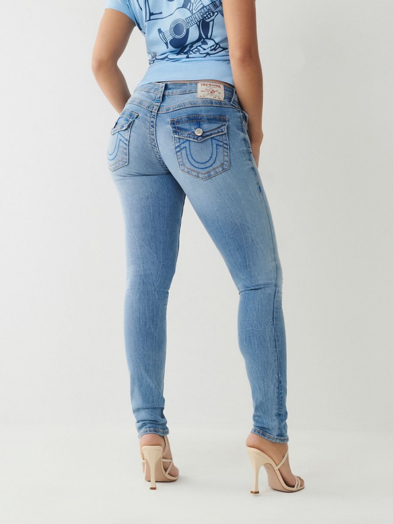 California Lily W Destroy True Religion Stella Low Rise Big T Skinny Jeans | 8264-GLJTA