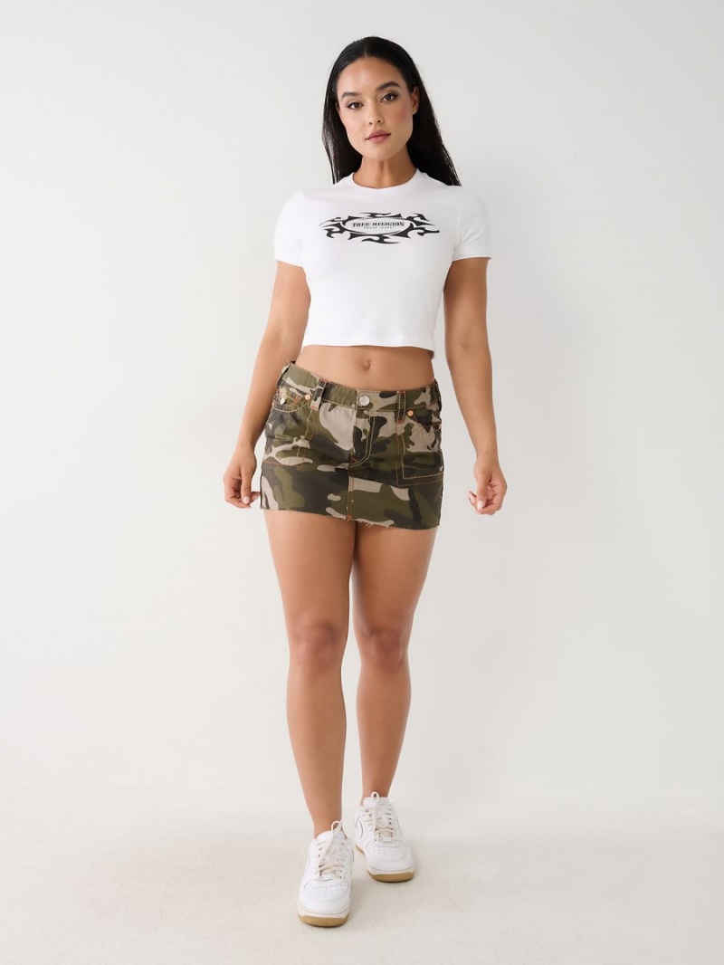 Camo True Religion Sadie Big T Camo Mini Skirts | 7391-AHWZC