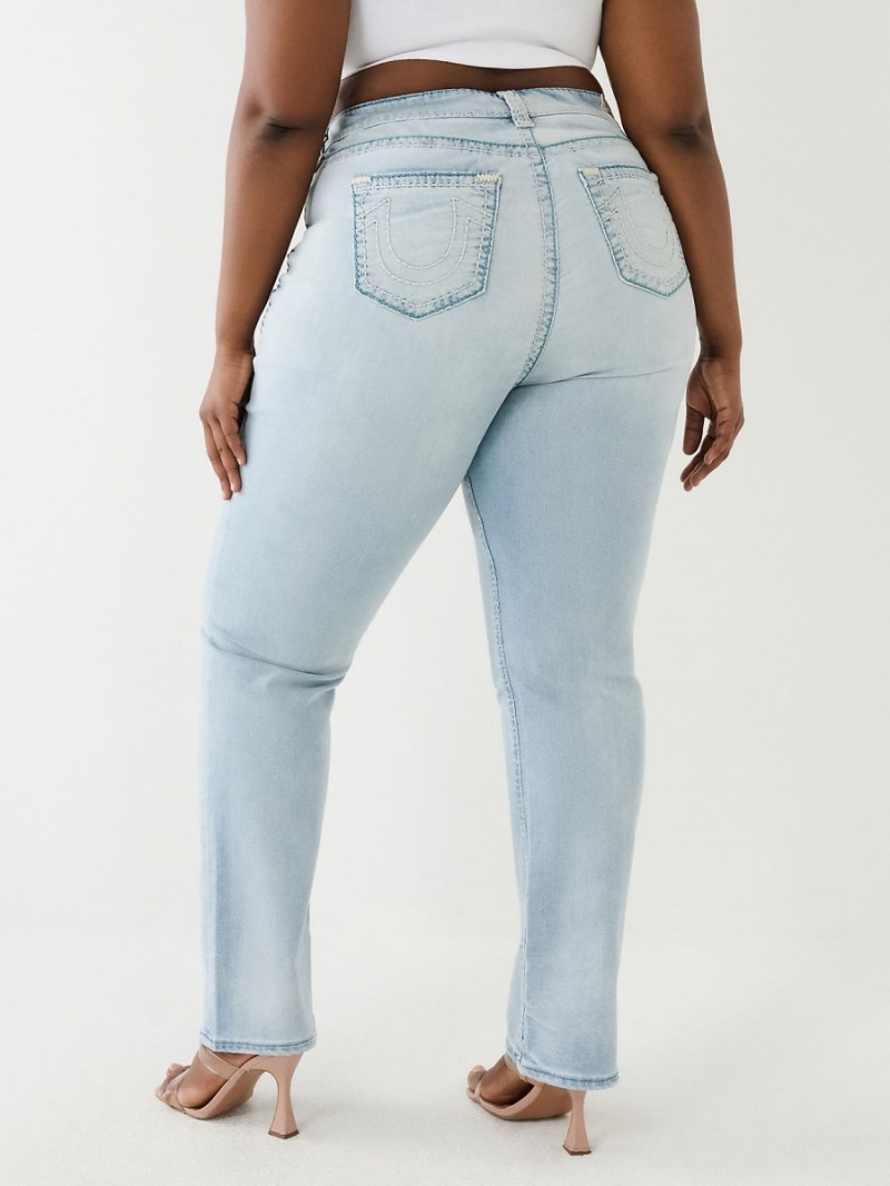 Caspian Sea True Religion Plus Billie Mid Rise Super T Straight Jeans | 5347-EFQMA